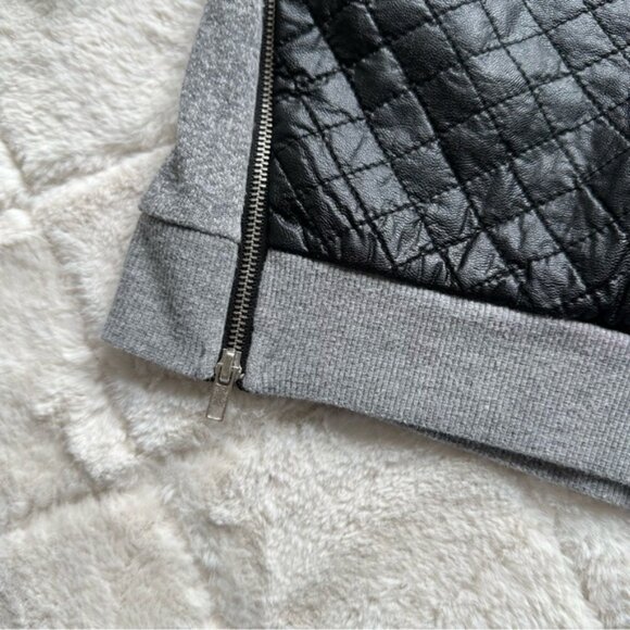 Disney X Star Wars | Gray and Black Faux Leather Quilted Sweater | Size Large 14 - Picture 8 of 13